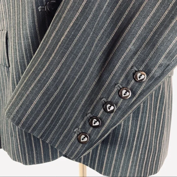 Rebecca Taylor gray pinstripe blazer wool blend size 10 - Picture 6 of 8